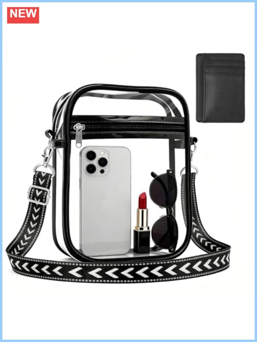 Clear Crossbody Bag Waterproof PVC Stadium Approved with Slim Wallet